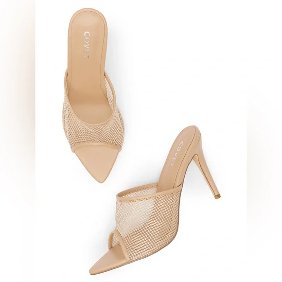 Covet Shoes Lila Nude Mesh Heels/ Chic Mesh Stiletto Heels in Tan size 41 Covet - Picture 9 of 14